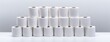 © Snowstudio - Stacked rolls of toilet paper arranged in pyramid formation on table