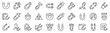 © SkyLine - Set of 30 outline icons related to magnet. Linear icon collection. Editable stroke. Vector illustration