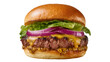 © Carlos - Juicy beef burger with melted cheese red onion and lettuce, isolated on transparent background