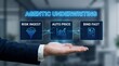 © Umer - A businessman presenting agentic underwriting concepts in a modern office setting with futuristic interface