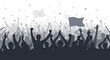 © Yogi - Silhouette of a cheering crowd waving flags.
