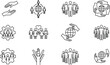 © MdRased - Community teamwork icons, global collaboration, social support, people network, charity help, teamwork outline set, business partnership concept, line icon collection