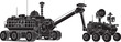 © Md - Industrial robotic vehicles, heavy machinery, construction equipment, robotic arms, black and white vector