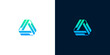 © anello - Abstract geometric triangle logo design in blue and green gradient on white and dark backgrounds