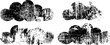© smth.design - Grunge abstract clouds set vintage black textured cloud shapes, weather symbols, hand drawn rough design elements