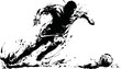 © smth.design - Dynamic soccer player silhouette kicking ball with speed and energy motion effect