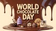 © Bellal - World Chocolate Day celebration featuring smiling cocoa treats and melting chocolate drips