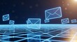 © Ribas_ProductPro - Digital email envelopes floating over a glowing grid network.