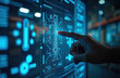 © Lubov - Person touches futuristic screen displaying cold chain logistics data. Shows temperature readings and monitoring controls for safe storage and delivery.
