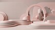 © KAMRUL41 - abstract 3d pink geometric shapes and arches composition