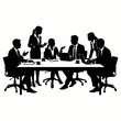 © iris - Business team discussing vector silhouette office meeting