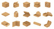 © Pierre - Set of packaging box types with cardboard carton, mailer and gift container for logistics or shipping industry. Ecommerce parcel collection for storage, delivery or retail branding and product mockup