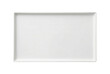 © PNG Lab - White rectangular ceramic tray top view isolated. Empty tableware mockup.