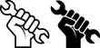 © Raton - Two fists gripping wrenches symbolizing unity and teamwork in maintenance tasks