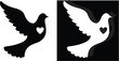 © Mubashar - Dove of Love: A stark silhouette of a dove, its form a powerful symbol of love and peace, adorned with a delicate heart at its core.