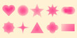 © ROJU - Pink Halftone Geometric Shapes Set for Retro Graphic Design, Heart Star Triangle Sparkle Elements