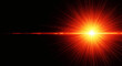 © sunafe - 暗闇に輝く鮮やかなオレンジのレンズフレア 抽象的な光の爆発 科学技術やエネルギーの背景素材