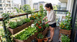 © Ji-Song Park - Modern urban gardening on a balcony with vegetable boxes