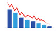 © Dola - Business bar graph showing a downward trend with a red arrow indicating financial loss, economic crisis, or negative growth.