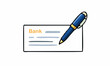 © barnawi - line art color of pen writing on a bank check cartoon illustration