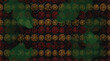 © MinixT - Intricate rows of stylized pixelated floral bursts in rich red and opulent gold create a dense, textured pattern over a dark, moody camouflage background.