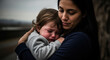 © Visual Verse - Mother comforting sad child in warm indoor embrace with soft lighting