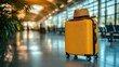 © sumari - Orange suitcase with hat in airport