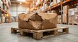 © Mariia - Damaged cardboard package on pallet in warehouse, shipping problem concept, broken delivery box, logistics issue, cargo damage