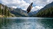 © muchlysunahmad - Man Jumps Into Crystal Clear Mountain Lake.
