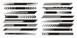 © klyaksun - Set of black racing stripes on white background. Vector illustration of bold arrows, checkered flag elements and lines for race car or motorsport graphics, fast speed pattern designs, sports banner