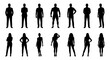 © Shahida - People silhouettes set, 14 man and woman figures, black human vector icons