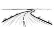 © Maestro - Hand drawn winding road sketch into the horizon, representing journey, travel, progress, and future endeavors.