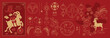 © TWINS DESIGN STUDIO - Happy Chinese New Year 2027 goat vector set. Red and gold zodiac animal collection with ornamental frames, lantern, flowers, firecrackers and festive Chinese decorative elements.