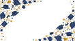 © aryanaditiro - Celebratory graduation frame border with caps and confetti in dark blue and gold hues on a decorative graduation day scene with joyful achievement viewpoint