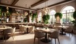 © cikrak - Upscale interior shot of a restaurant with windows and hanging plants