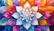 © dimas - Vibrant Mandala Flower Art with Rainbow Colors.