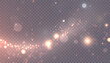 © Valeriia - Golden glowing sparkle trail with bright bokeh lights isolated on transparent background. Warm luminous dust flow with soft radiant blur and festive shimmer.