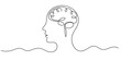 © PULOK - A single continuous line drawing of a human profile with a stylized brain inside the cranium area