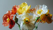 © fotopro - a realistic bouquet of spring flowers, minimal composition, highly detailed photography style of an intricate glass sculpture.