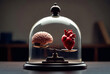 © Anastasiia - A brain and heart are balanced on a scale within an ornate glass dome. It represents the delicate balance between intellect and emotion.