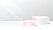 © AdityasStd - Cylindrical podium minimalist mockup pedestal. Stands product display presentation, Stage showcase.