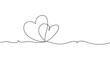 © Moinul - Two hearts intertwined with flowing continuous line art on a white background for romance and love concepts.