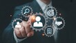 © MOST - Digital recruitment and HR management concept with technology icons and hand interface