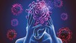 © Sky - Herpes simplex encephalitis is a severe acute viral infection affecting the central nervous system, caused by herpes simplex virus. This medical illustration visualizes brain inflammation, neural dama