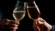 © Studio Zenith - Deux personnes trinquent avec des verres de champagne rosé et blanc