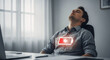 © yanothing - Exhausted worker with low battery indicator on body symbolizing lack of energy, burnout, fatigue, stress, and mental exhaustion in modern fast paced corporate lifestyle