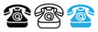 © Welcome - Vintage rotary phone icons in black, White, And blue on white background for business communication concepts