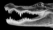 © OleksandrZastrozhnov - Close-up black and white side profile of alligator snout with sharp teeth