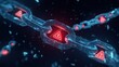 © 69 - Digital Warning Sign with Broken Chain Visualization in Abstract Technology Background
