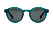 © Pablo - Turquoise round frame sunglasses with dark lenses and silver logo